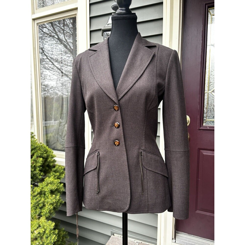 Women’s Escada Chocolate Brown Wool Blend Blazer Size 34 (women’s Size 4)